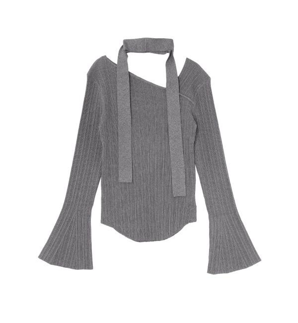 LAGUNAMOON「ボウタイアシンメトリーネックニットプルオーバー」|ニット・セーター|