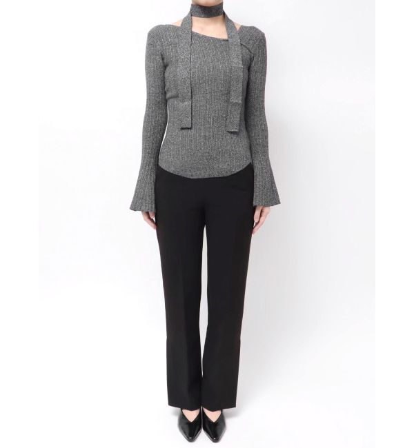 LAGUNAMOON「ボウタイアシンメトリーネックニットプルオーバー」|ニット・セーター|