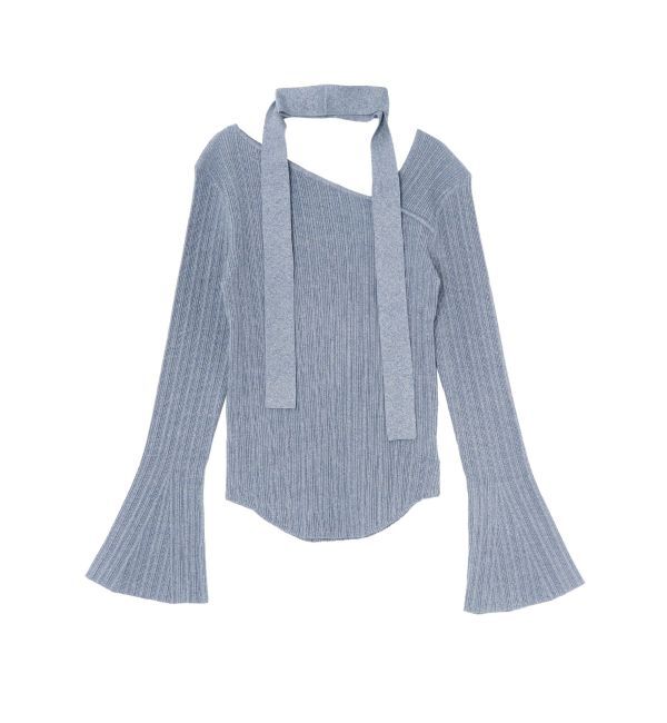 LAGUNAMOON「ボウタイアシンメトリーネックニットプルオーバー」|ニット・セーター|