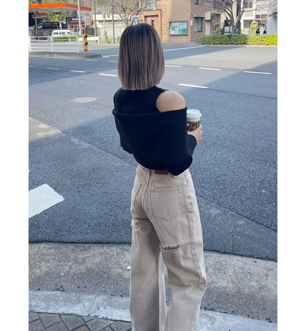 EVRIS「レイヤードオープンショルダーニットトップス」|ニット・セーター|