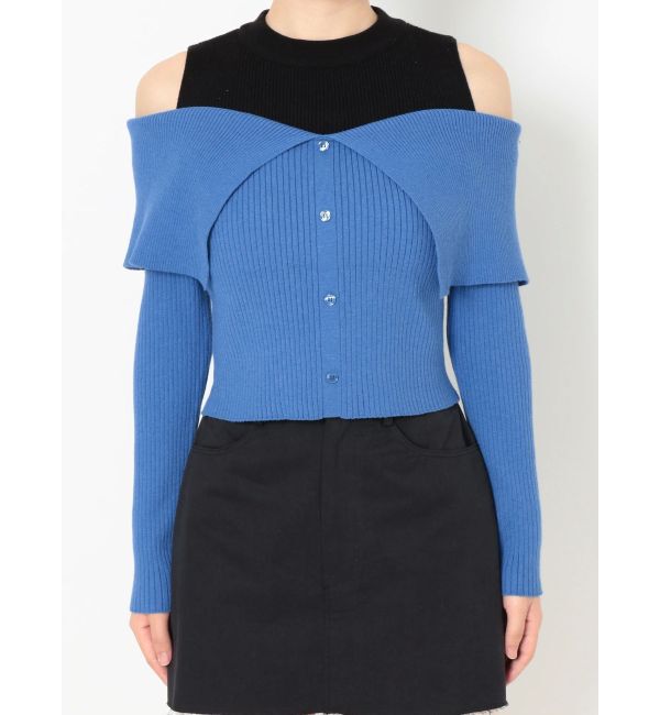 EVRIS「レイヤードオープンショルダーニットトップス」|ニット・セーター|