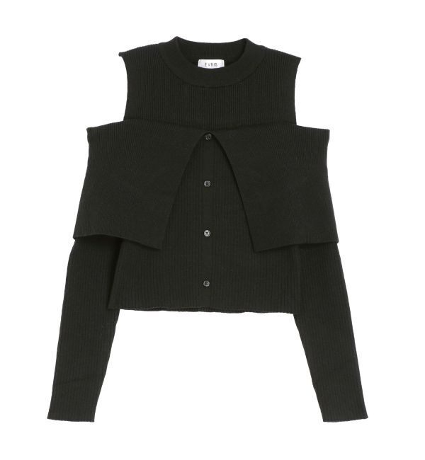 EVRIS「レイヤードオープンショルダーニットトップス」|ニット・セーター|