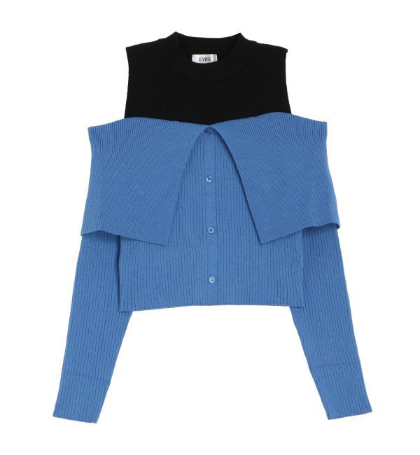 EVRIS「レイヤードオープンショルダーニットトップス」|ニット・セーター|