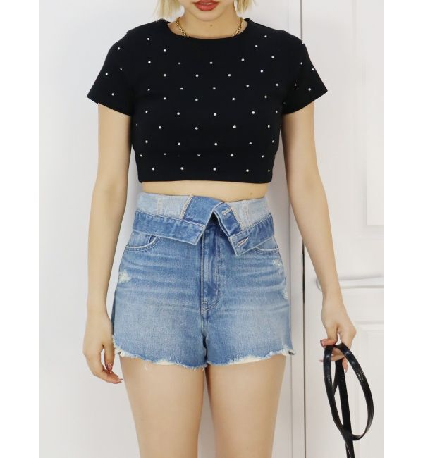 EVRIS「ウエストフラップデニムショートパンツ」|デニム|