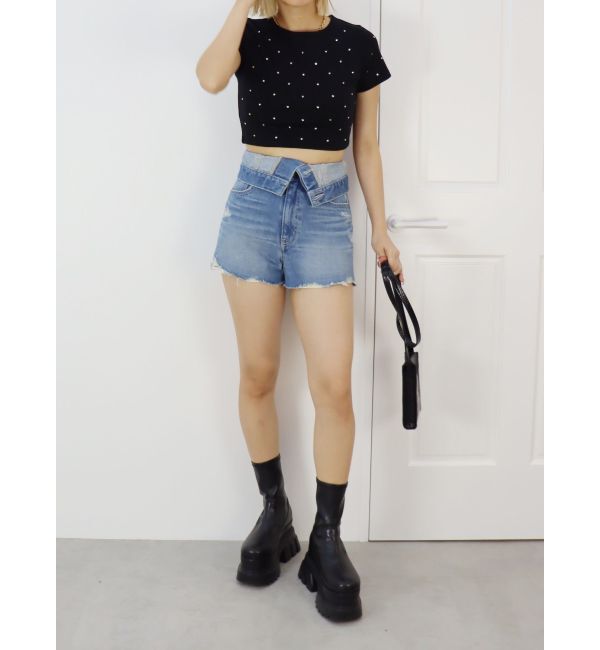 EVRIS「ウエストフラップデニムショートパンツ」|デニム|