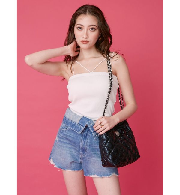 EVRIS「ウエストフラップデニムショートパンツ」|デニム|