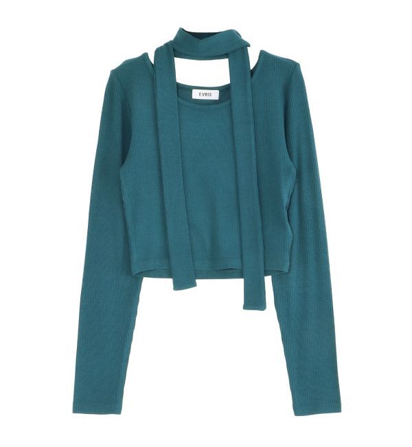 EVRIS「チョーカーリボン付リブトップス」|Tシャツ・カットソー|