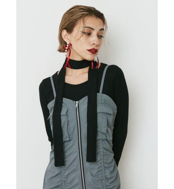 EVRIS「チョーカーリボン付リブトップス」|Tシャツ・カットソー|