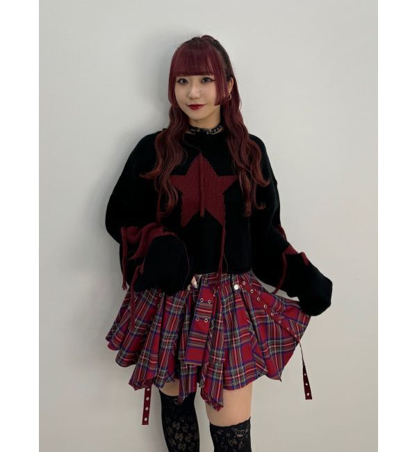 jouetie「スターフリンジショートニット」|ニット・セーター|ブラック