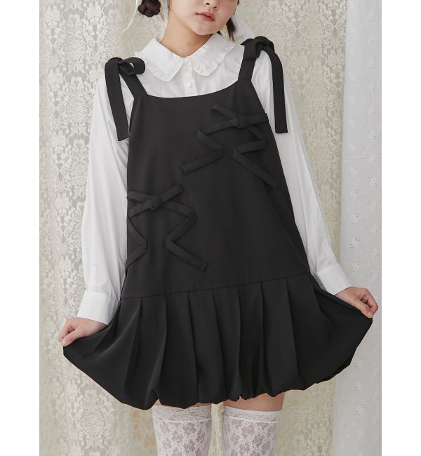 merry jenny「ミニキャミribbonバルーンワンピース」|ワンピース|ブラック