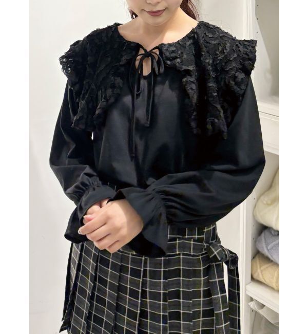 merry jenny「キャンディーフリルロンTee」|Tシャツ・カットソー|ブラック