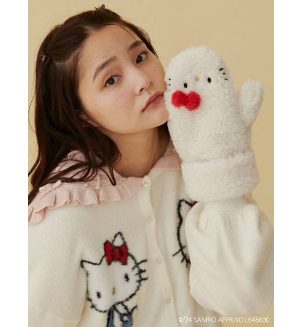 merry jenny「【ハローキティコラボ】もこもこミトン」|手袋|オフホワイト