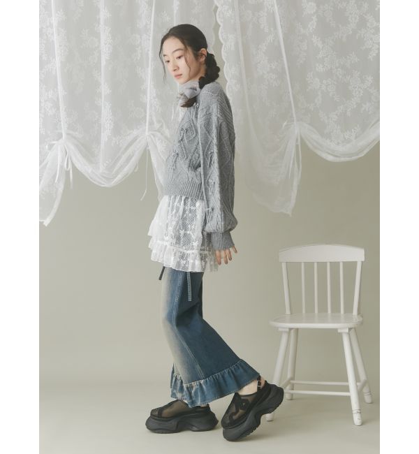 merry jenny「RIBBON mesh sabot」|スニーカー|