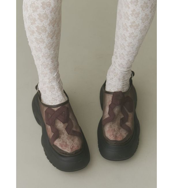 merry jenny「RIBBON mesh sabot」|スニーカー|