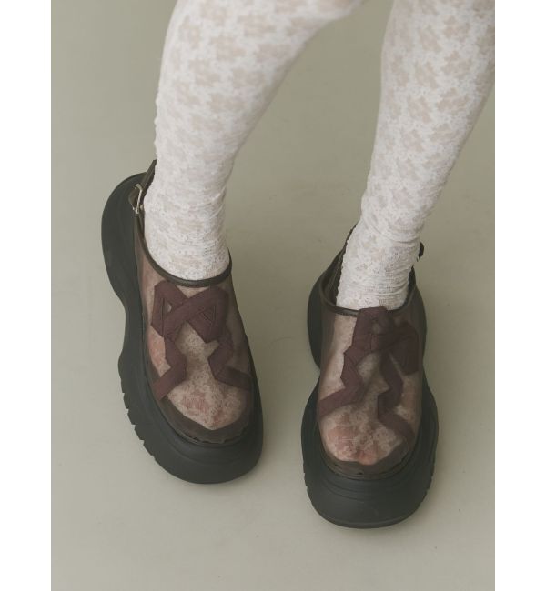 merry jenny「RIBBON mesh sabot」|スニーカー|