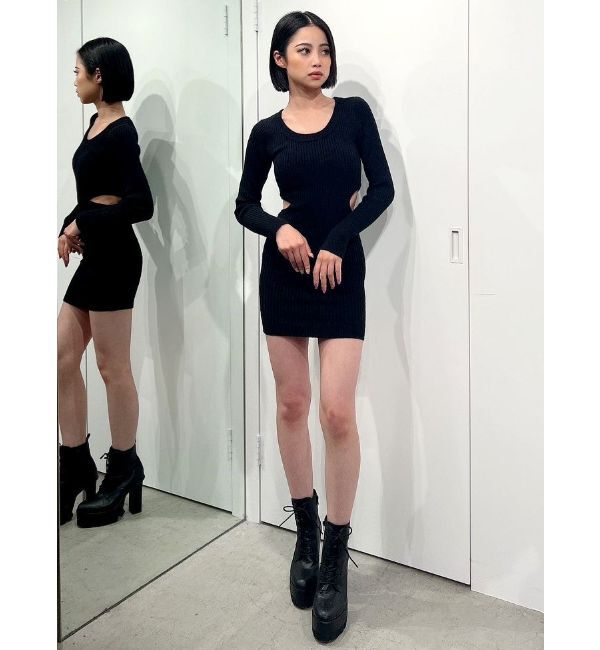 GYDA「サイドオープン ニット ミニワンピース」|ワンピース|