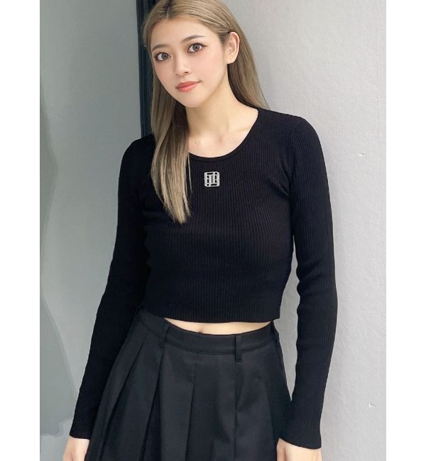 GYDA「GYGYプレートニットトップス」|ニット・セーター|ブラック