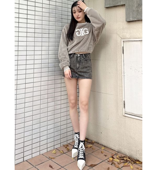 GYDA「Symmetry GYDAエコファーショートトップス」|Tシャツ・カットソー|