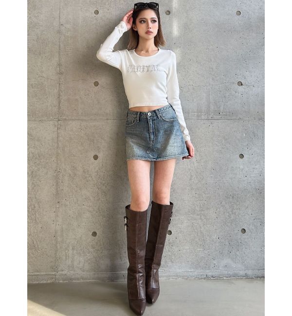 GYDA「FADITALラインストーンニットトップス」|ニット・セーター|