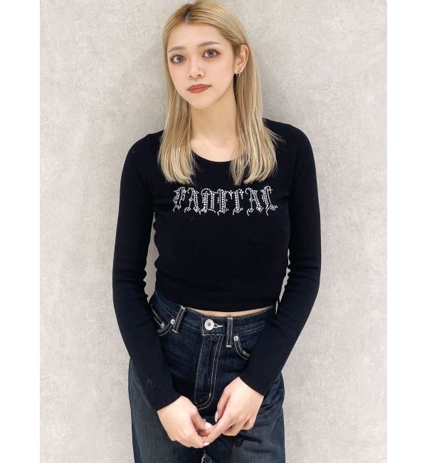 GYDA「FADITALラインストーンニットトップス」|ニット・セーター|