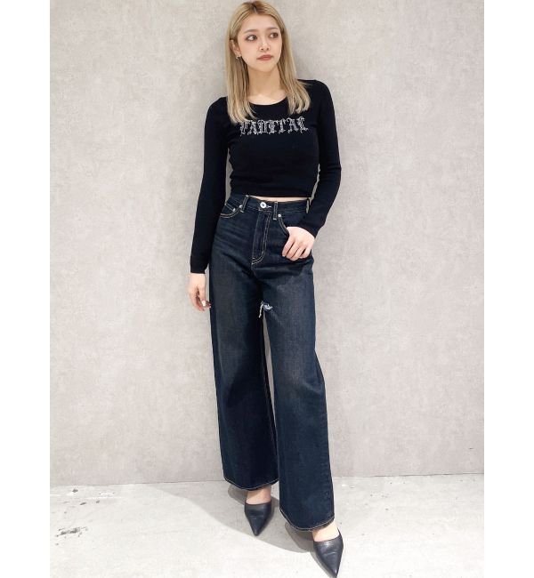 GYDA「FADITALラインストーンニットトップス」|ニット・セーター|