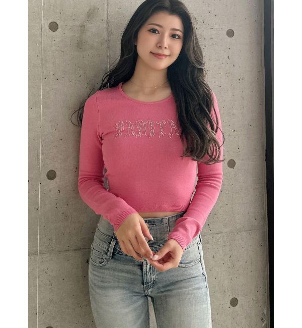 GYDA「FADITALラインストーンニットトップス」|ニット・セーター|