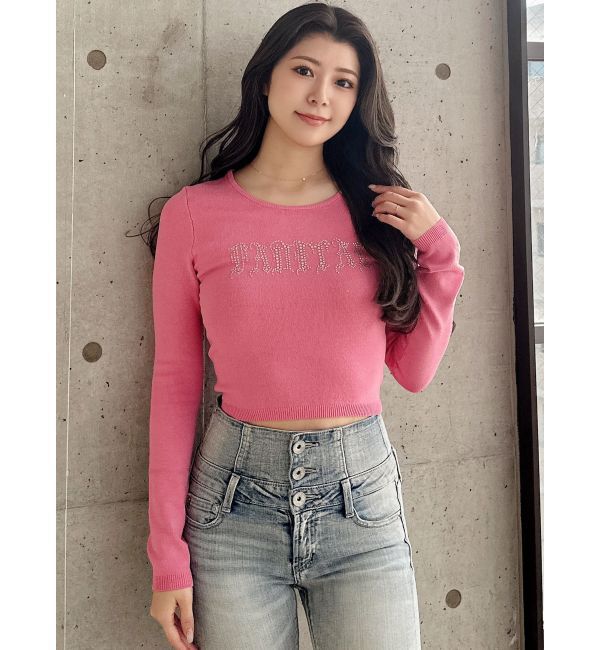 GYDA「FADITALラインストーンニットトップス」|ニット・セーター|