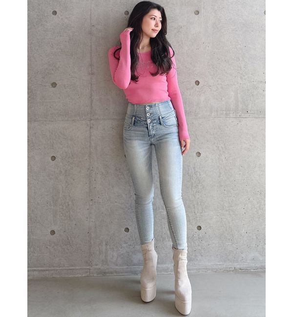 GYDA「FADITALラインストーンニットトップス」|ニット・セーター|