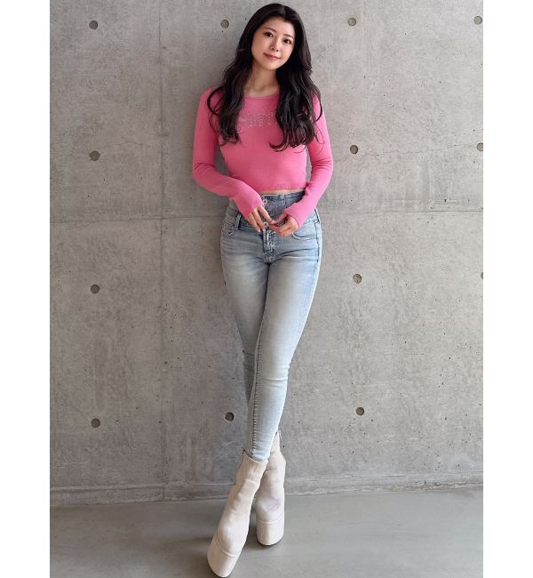 GYDA「FADITALラインストーンニットトップス」|ニット・セーター|