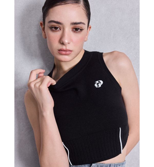 GYDA「プチハイコルセットデザインニットトップス」|ニット・セーター|ブラック