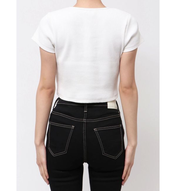 GYDA「ハーフスリーブGDロゴラインストーンテレコトップス」|Tシャツ・カットソー|