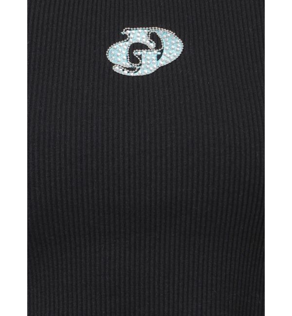 GYDA「ハーフスリーブGDロゴラインストーンテレコトップス」|Tシャツ・カットソー|