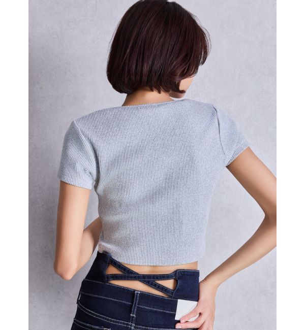 GYDA「ハーフスリーブGDロゴラインストーンテレコトップス」|Tシャツ・カットソー|