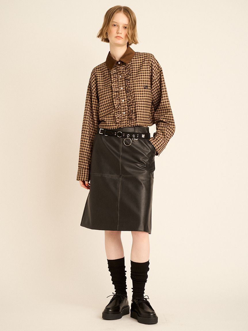 FURFUR「レザーライクミディスカート」|スカート|