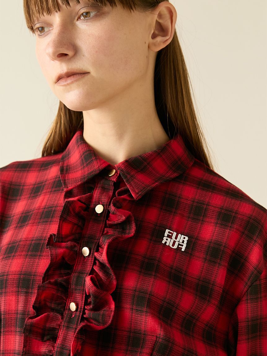 FURFUR「【限定サイズ】ベルト付きフリルシャツワンピース」|ワンピース|