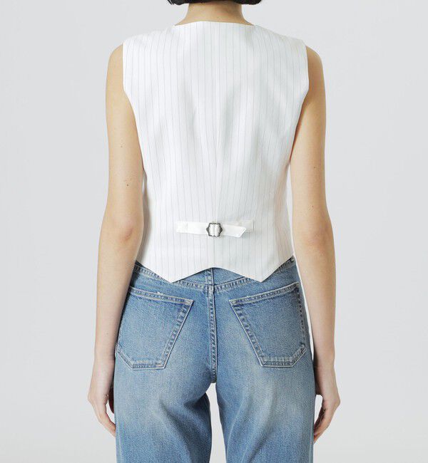  「【ウォッシャブル/セットアップ対応】ピンストライプベスト」|ベスト・ジレ|