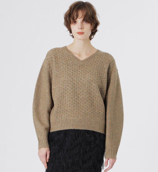  「マシュマロVネックプルオーバー」|ニット・セーター|ベージュ