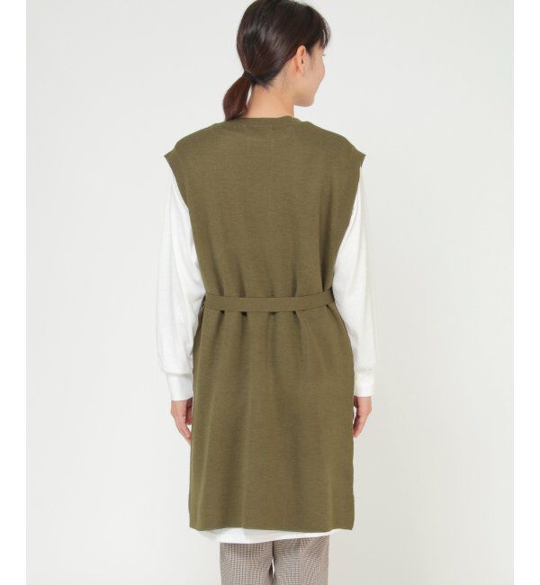 ikka「ベルト付きロングニットベストアンサンブル」|ワンピース|