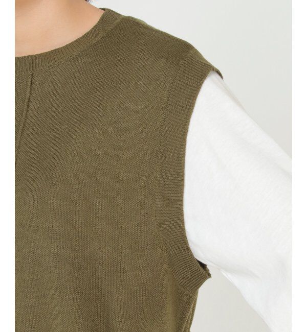 ikka「ベルト付きロングニットベストアンサンブル」|ワンピース|