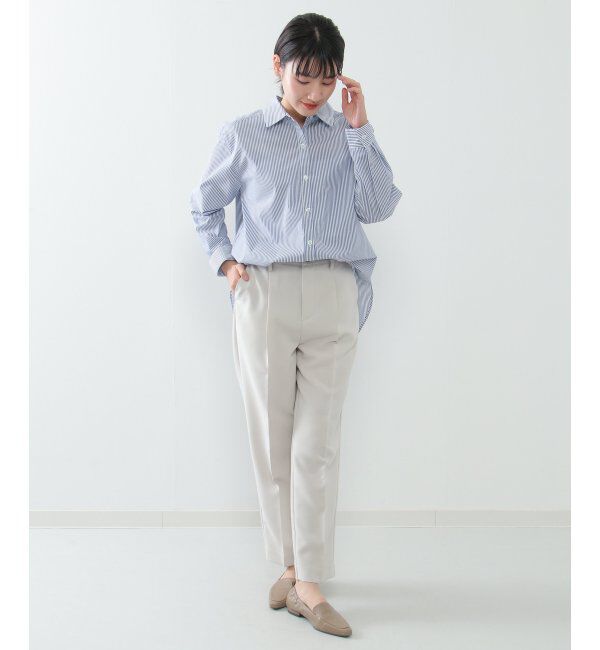 ikka「【イージーケア】ストライプ長袖シャツ」|シャツ・ブラウス|