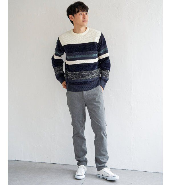 ikka「モールミックスボーダーニット」|プルオーバー|