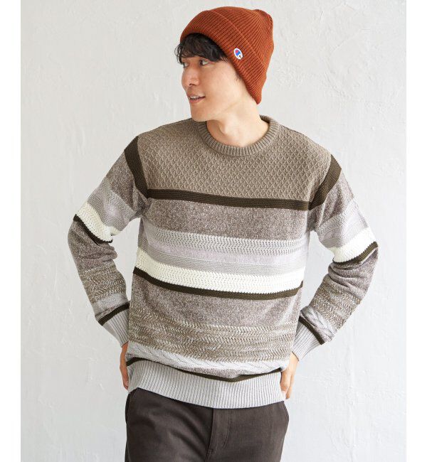 ikka「モールミックスボーダーニット」|プルオーバー|