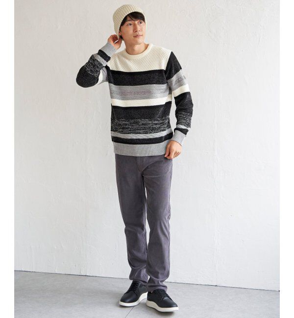 ikka「モールミックスボーダーニット」|プルオーバー|