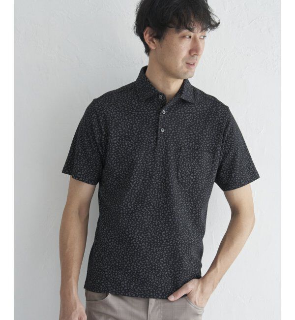 IKKA LOUNGE「コバナガラプリントカノコポロ」|Tシャツ・カットソー|ブラック