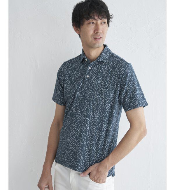 IKKA LOUNGE「コバナガラプリントカノコポロ」|Tシャツ・カットソー|ネイビーブルー