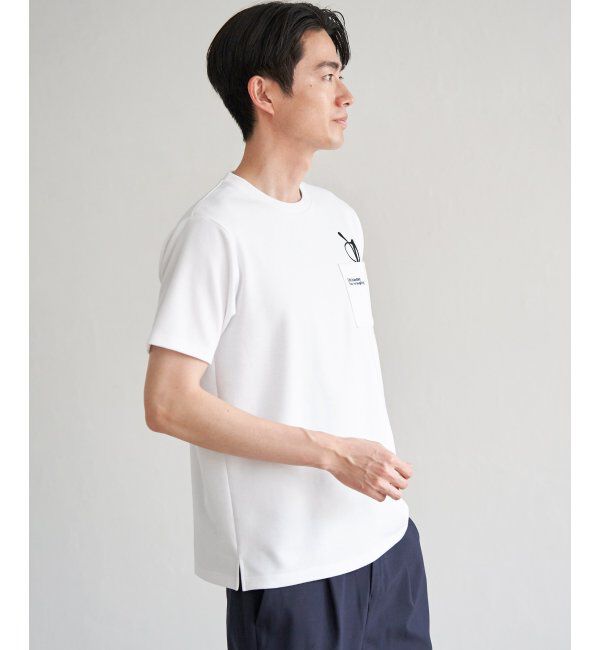 ikka「ポンチメガネ刺繍ポケットTシャツ」|Tシャツ・カットソー|