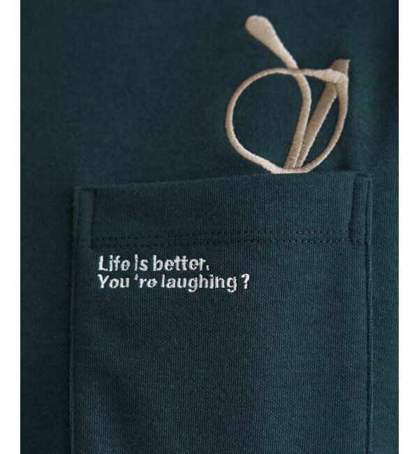 ikka「ポンチメガネ刺繍ポケットTシャツ」|Tシャツ・カットソー|