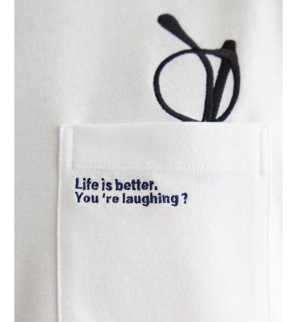 ikka「ポンチメガネ刺繍ポケットTシャツ」|Tシャツ・カットソー|