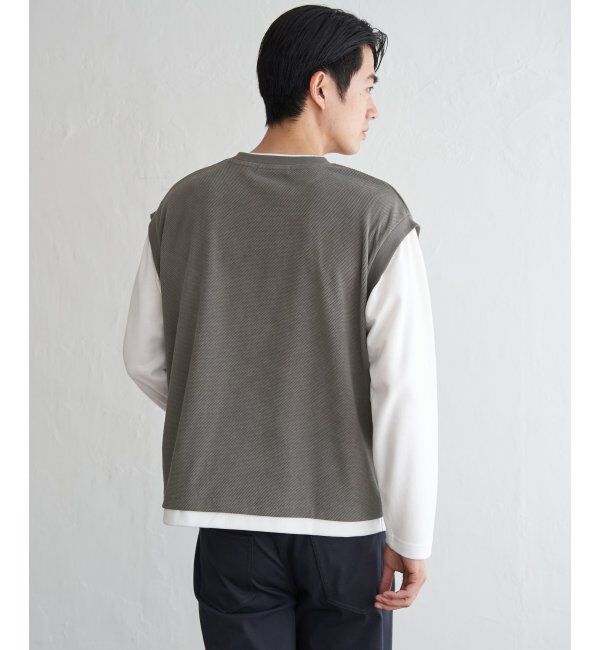 ikka「モール鹿の子フェイクベストロンT」|Tシャツ・カットソー|