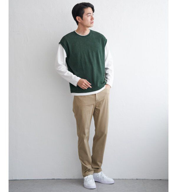 ikka「モール鹿の子フェイクベストロンT」|Tシャツ・カットソー|